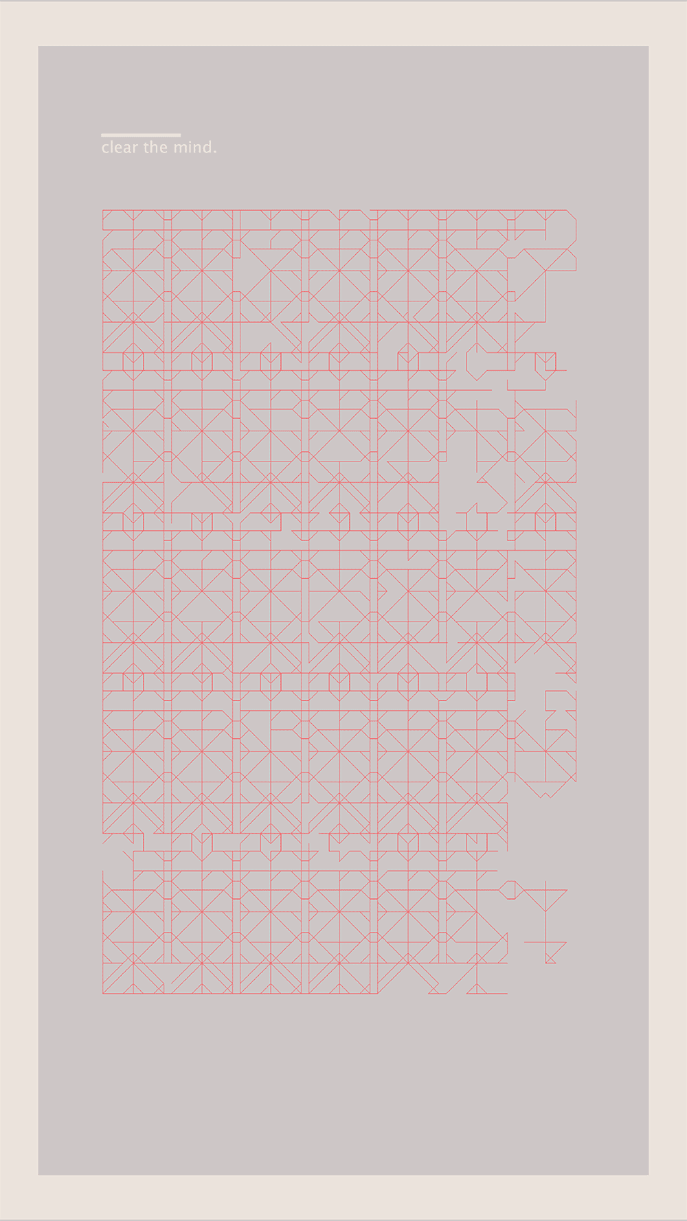 Lines retreat to reveal angular letterforms